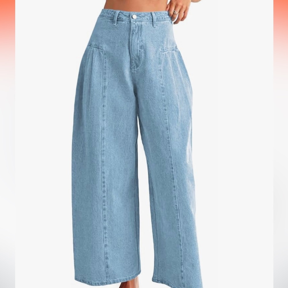 Women's Light Blue Wide-Leg Jeans